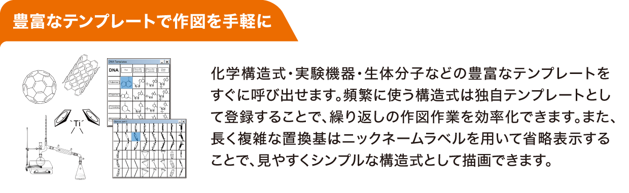 豊富なテンプレートで作図を手軽に