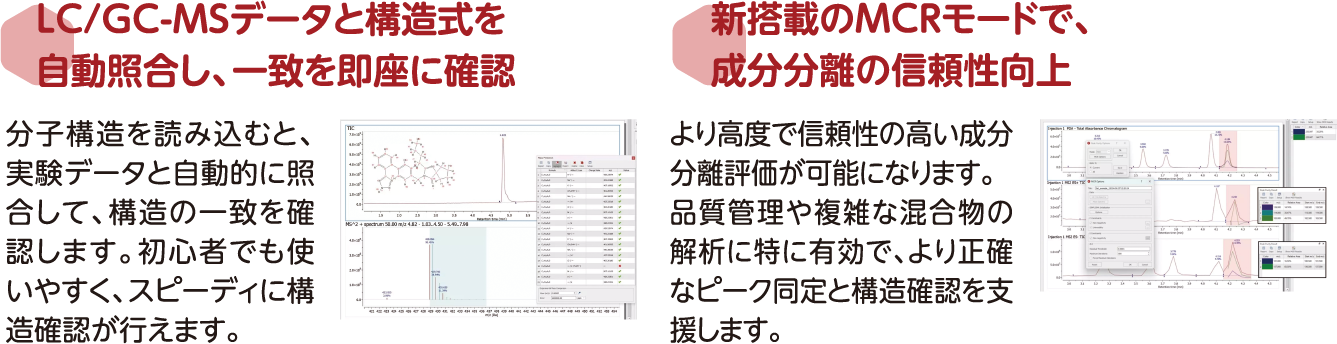 LC/GC-MSデータと構造式を自動照合/新搭載のMCRモード